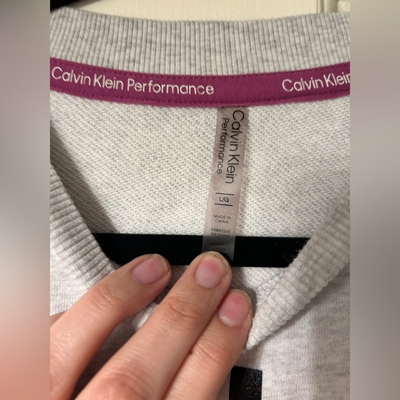 Calvin Klein Logo Vintage Style Sweatshirt Gray Cotton Size Large 90s - Picture 2 of 5